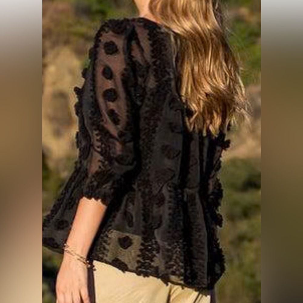 THML MATAPOLO POM FRINGE SHEER TOP SIZE Medium